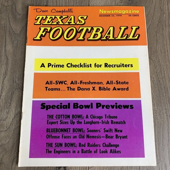 1970 Dave Campbell's Texas Football News Magazine December 23rd - Picture 1 of 7